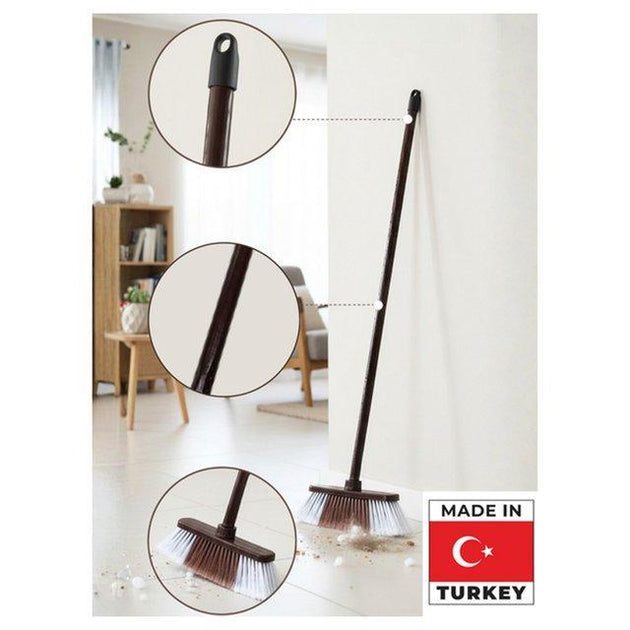 FLOOR BROOM BROWN W-PLAIN STICK-24