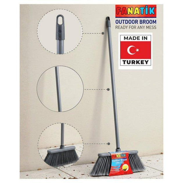 FLOOR BROOM GRAY W/PLAIN STICK-18