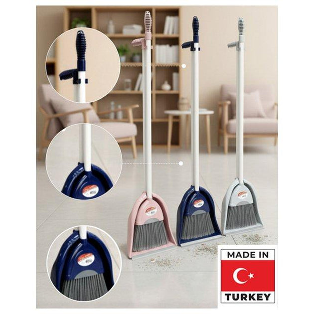 LONG HANDLE DUSTPAN W/BROOM-12