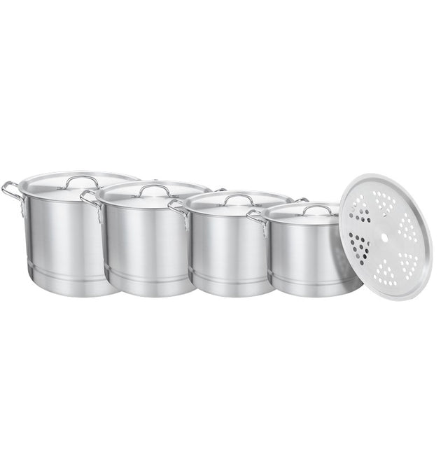 ALUM STOCK POT 8,12,16,20 W/STEAMER-1