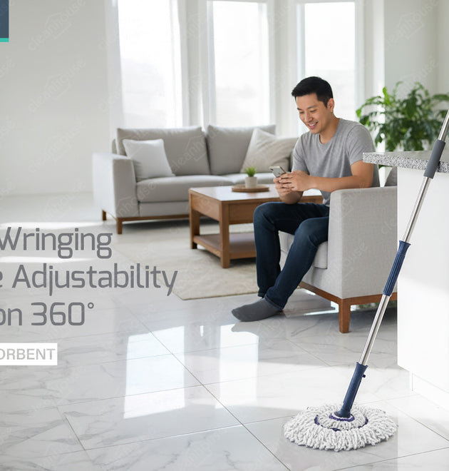 ULTRA-ABSORBENT MICROFIBER TWIST MOP/SOFT GRIP SS HANDLE-12