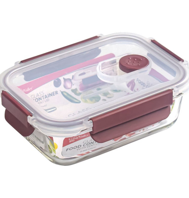 RECTANGLE GLASS FOOD CONTAINER W/VENT 21.6OZ 630ML-24