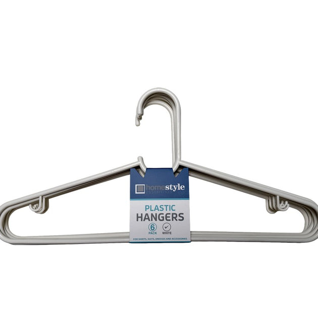 6-PACK WHITE PLASTIC HANGERS - 36