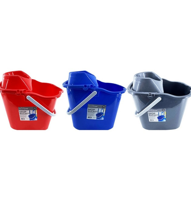 18 QUART HEAVY DUTY MOP BUCKET PLASTIC HANDLE WITH WHEELS - 12