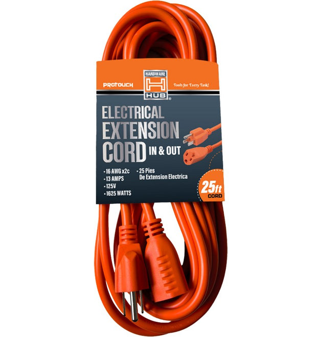25FT OUTDOOR EXTENSION CORD ORANGE - 12