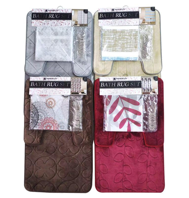 15PCS MEMORY FOAM BATH RUG SET-12