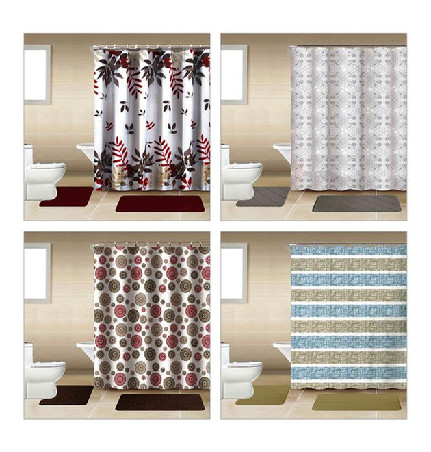 15PCS MEMORY FOAM BATH RUG SET-12
