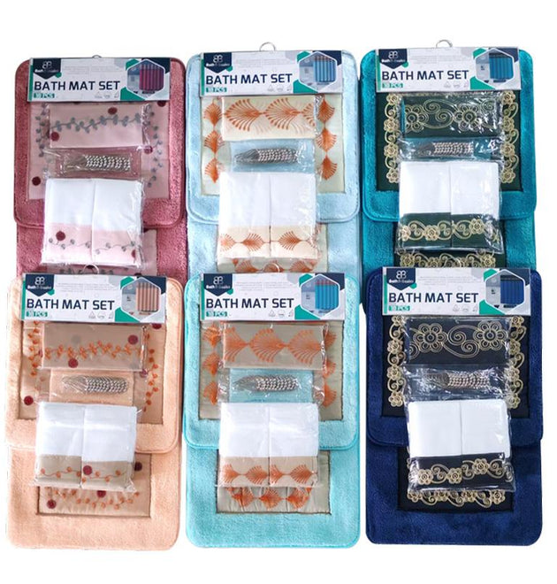 18PCS TUFTED EMBROIDERY BATH RUG SET - 12
