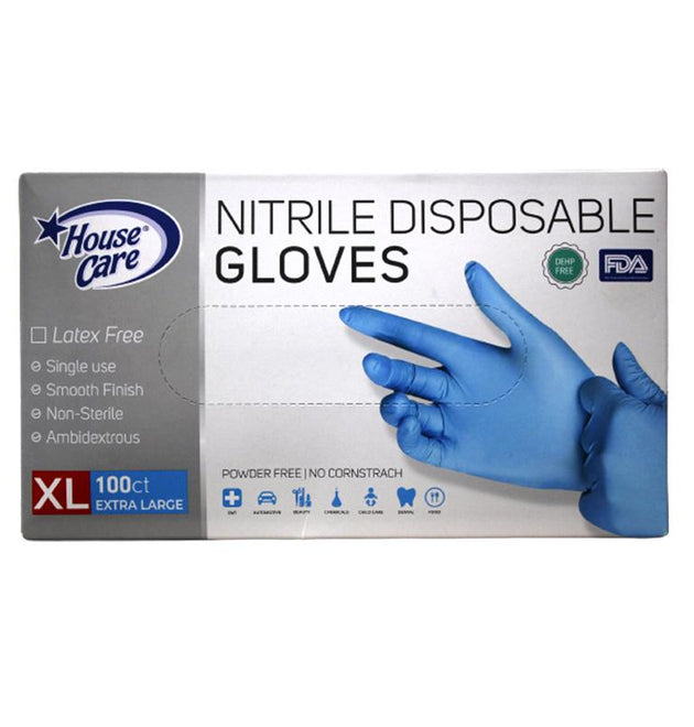 100PCS NITRILE XL DISPOSABLE GLOVES BLUE - 10