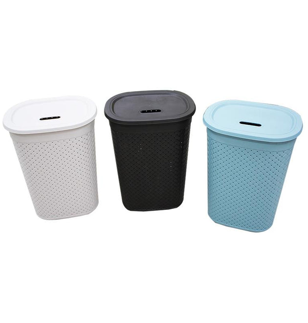 1.56BU / 55L STITCHED LAUNDRY HAMPER WITH LID -12