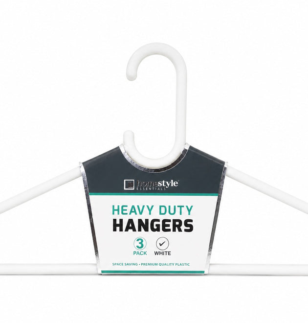 3-PACK HEAVY-DUTY WHITE PLASTIC HANGERS - 36