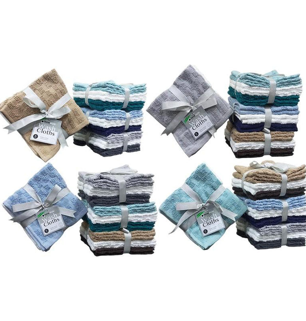 6PK 12X12 CHECKERD  WASH CLOTH-36  16OZ