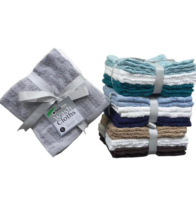 6PK 12X12 CHECKERD  WASH CLOTH-36  16OZ