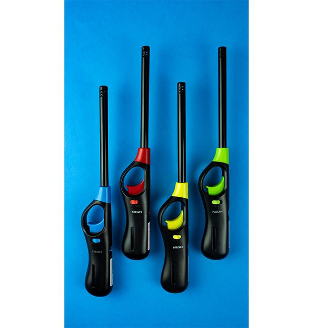 NEON BBQ LIGHTER BLISTER BLACK/BLUE - 72